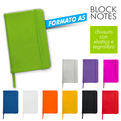 BLOCCO NOTES A5 CON ELASTICO E SEGNALIBRO