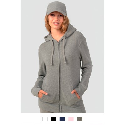 Felpa donna cappuccio e zip leggera French Terry
