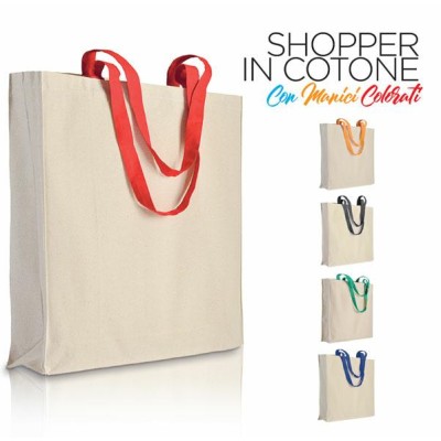 BORSA IN COTONE CON SOFFIETTO